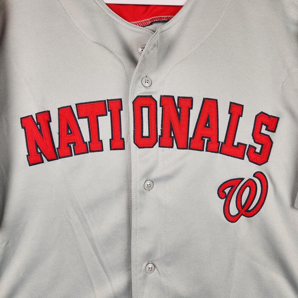 Washington Nationals Jersey Mens XL Gray MLB Baseball Button Embroidered Logo